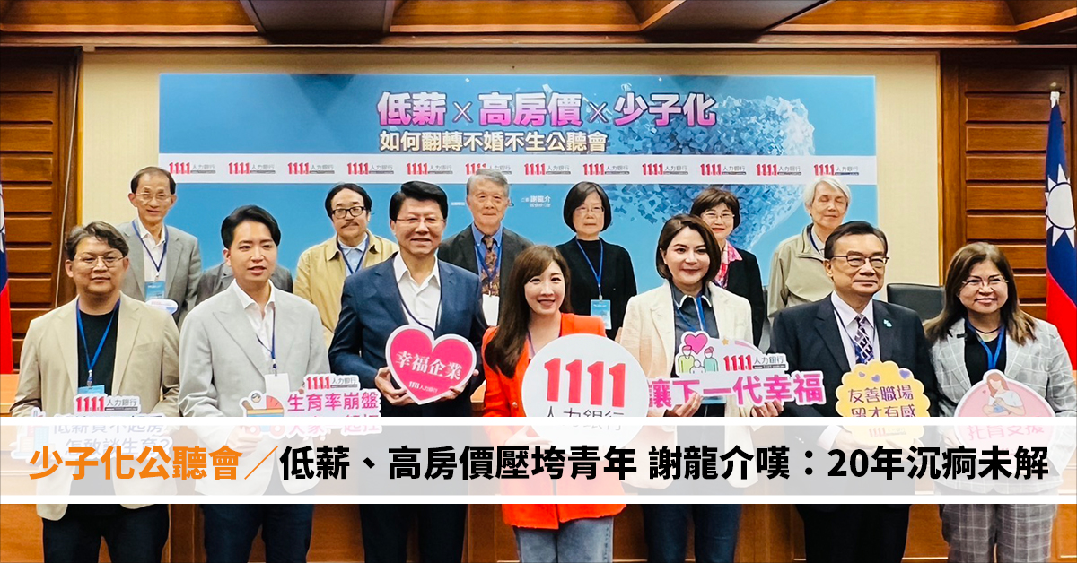 少子化公聽會／低薪、高房價壓垮青年 謝龍介嘆：20年沉痾未解